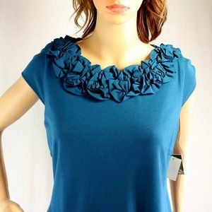 Taylor Dress Size 10 NWT Peacock Blue Capped Sleeves